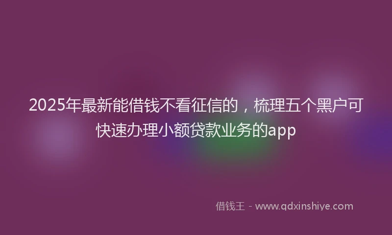 2025年最新能借钱不看征信的，梳理五个黑户可快速办理小额贷款业务的app