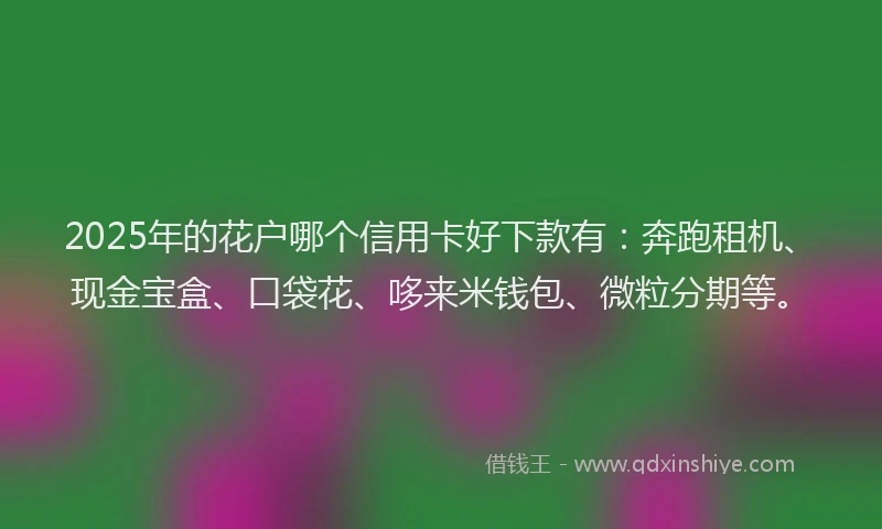 2025年的花户哪个信用卡好下款有：奔跑租机、现金宝盒、口袋花、哆来米钱包、微粒分期等。