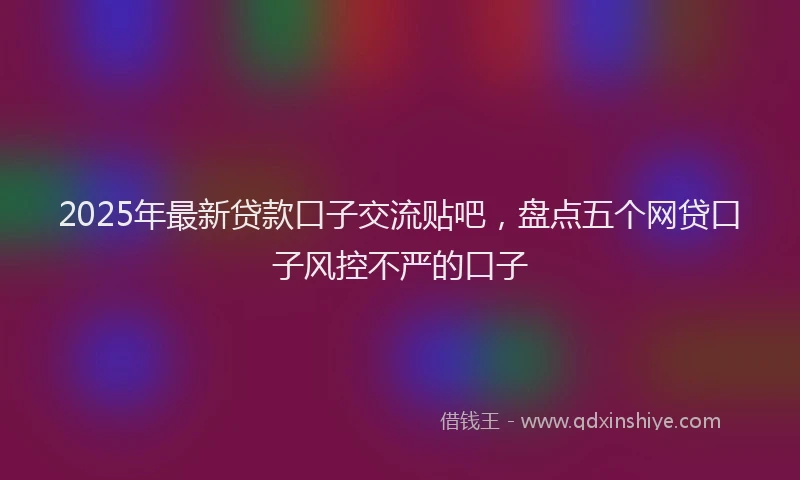 2025年最新贷款口子交流贴吧，盘点五个网贷口子风控不严的口子