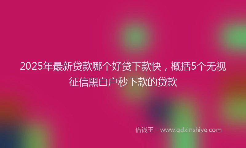 2025年最新贷款哪个好贷下款快，概括5个无视征信黑白户秒下款的贷款