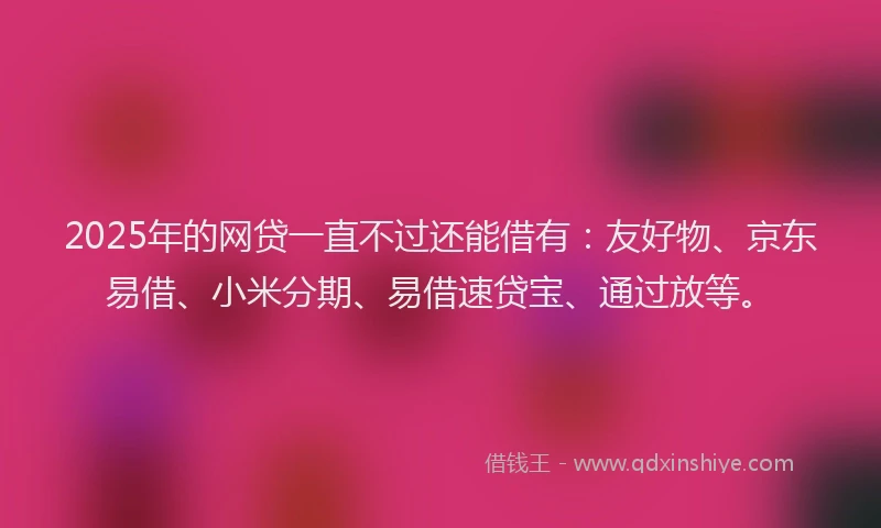 2025年的网贷一直不过还能借有：友好物、京东易借、小米分期、易借速贷宝、通过放等。