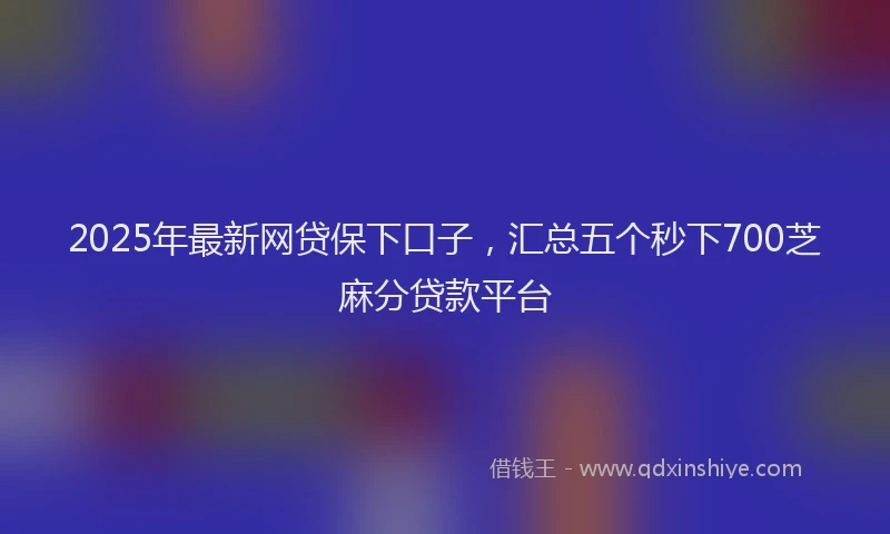 2025年最新网贷保下口子，汇总五个秒下700芝麻分贷款平台