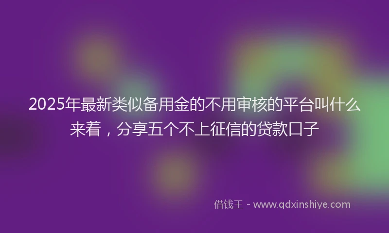 2025年最新类似备用金的不用审核的平台叫什么来着，分享五个不上征信的贷款口子
