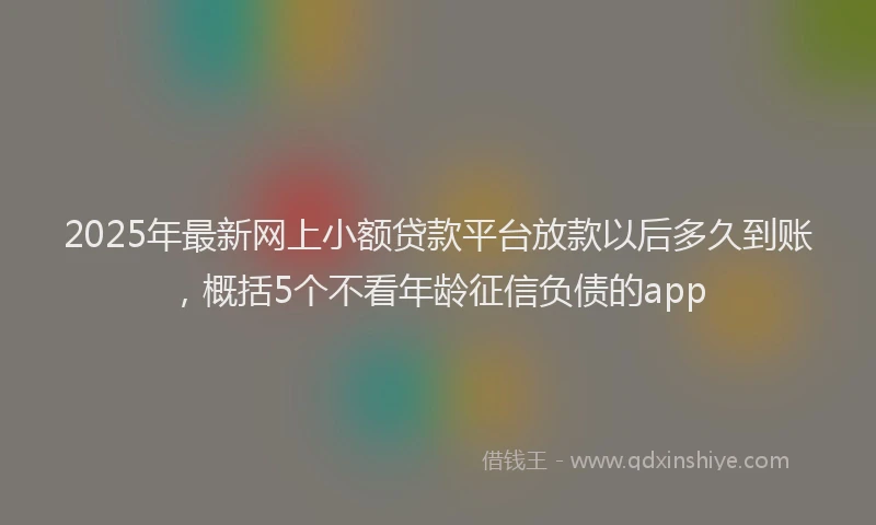 2025年最新网上小额贷款平台放款以后多久到账，概括5个不看年龄征信负债的app