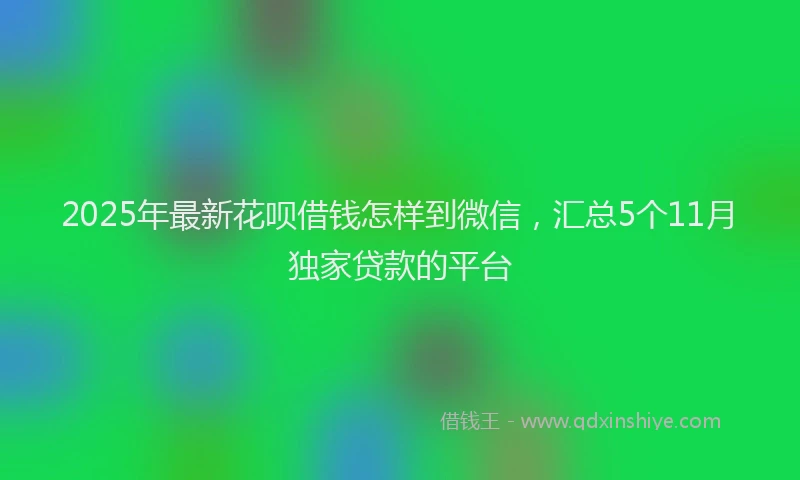 2025年最新花呗借钱怎样到微信，汇总5个11月独家贷款的平台