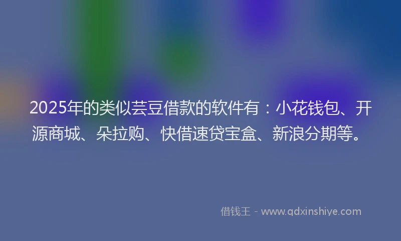 2025年的类似芸豆借款的软件有：小花钱包、开源商城、朵拉购、快借速贷宝盒、新浪分期等。