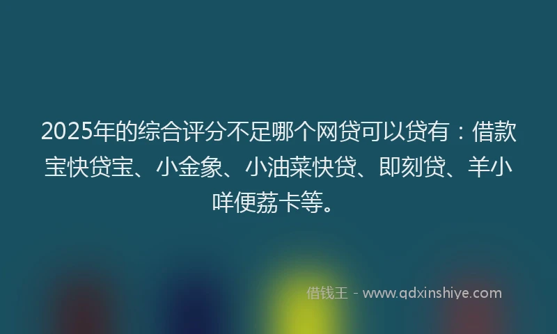 2025年的综合评分不足哪个网贷可以贷有：借款宝快贷宝、小金象、小油菜快贷、即刻贷、羊小咩便荔卡等。