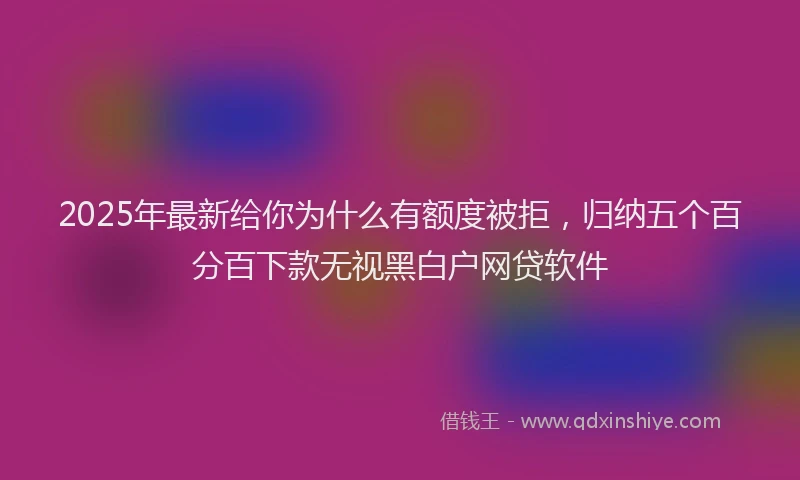 2025年最新给你为什么有额度被拒，归纳五个百分百下款无视黑白户网贷软件