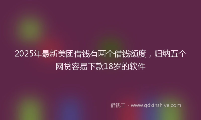 2025年最新美团借钱有两个借钱额度，归纳五个网贷容易下款18岁的软件