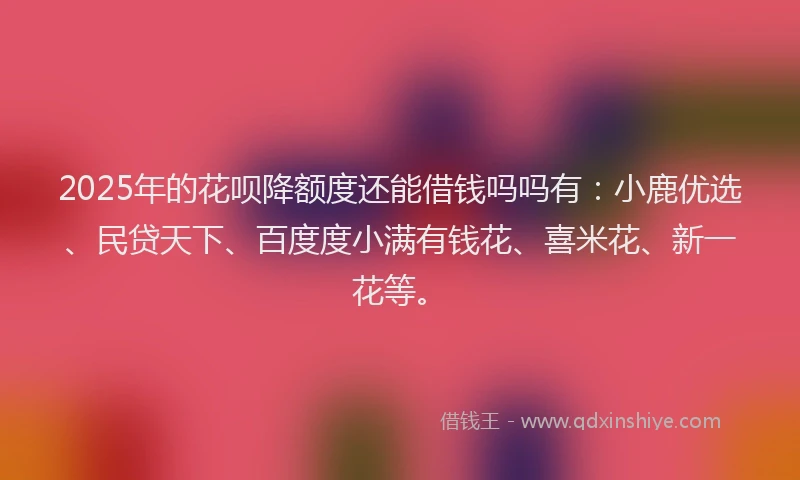 2025年的花呗降额度还能借钱吗吗有：小鹿优选、民贷天下、百度度小满有钱花、喜米花、新一花等。