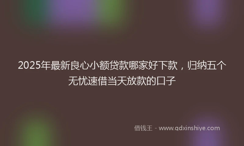 2025年最新良心小额贷款哪家好下款，归纳五个无忧速借当天放款的口子