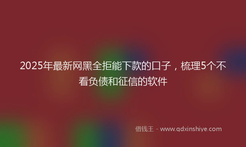 2025年最新网黑全拒能下款的口子，梳理5个不看负债和征信的软件