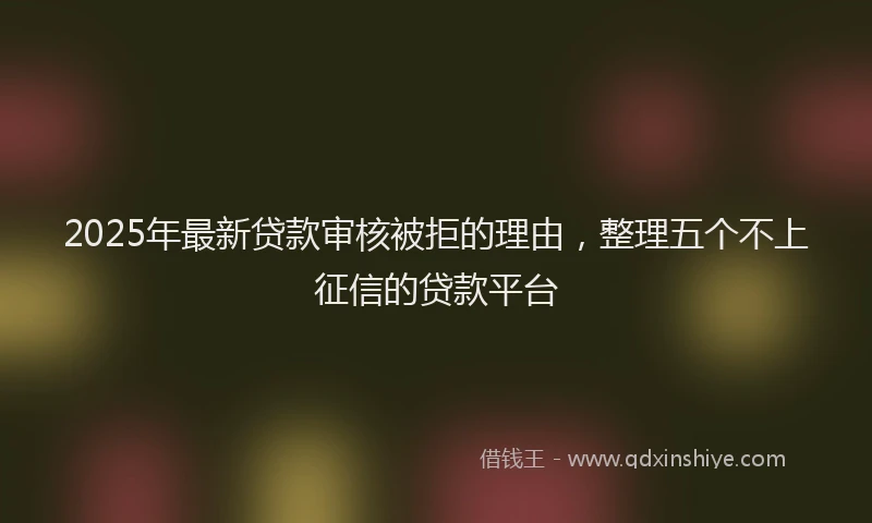 2025年最新贷款审核被拒的理由,整理五个不上征信的贷款平台