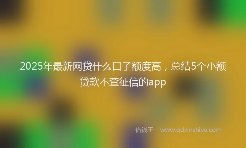 2025年最新网贷什么口子额度高，总结5个小额贷款不查征信的app
