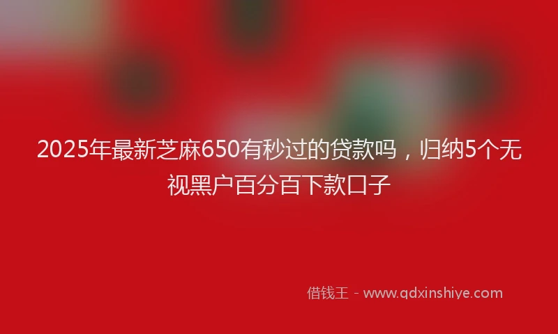 2025年最新芝麻650有秒过的贷款吗，归纳5个无视黑户百分百下款口子