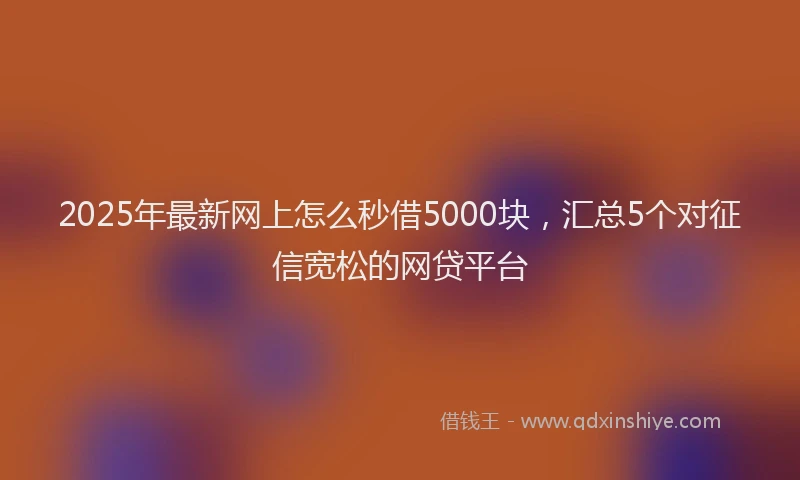 2025年最新网上怎么秒借5000块，汇总5个对征信宽松的网贷平台