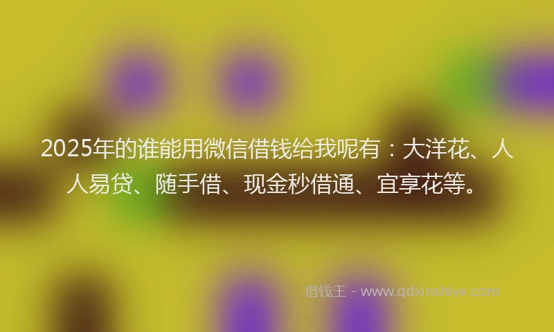 2025年的谁能用微信借钱给我呢有：大洋花、人人易贷、随手借、现金秒借通、宜享花等。