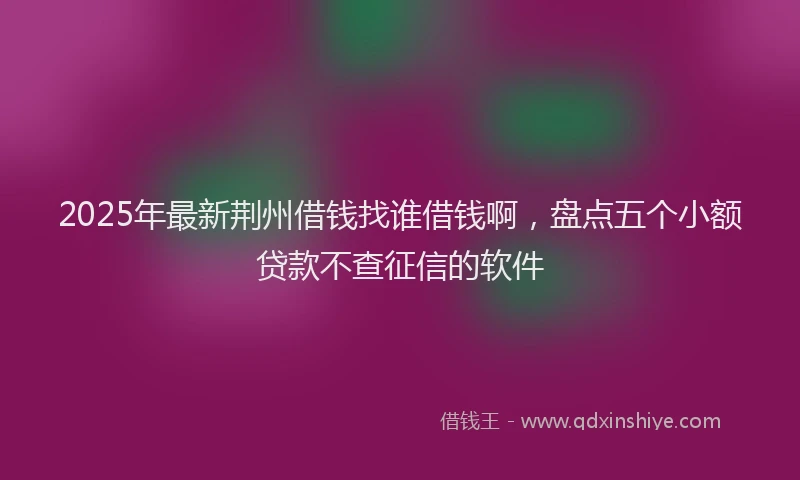 2025年最新荆州借钱找谁借钱啊，盘点五个小额贷款不查征信的软件