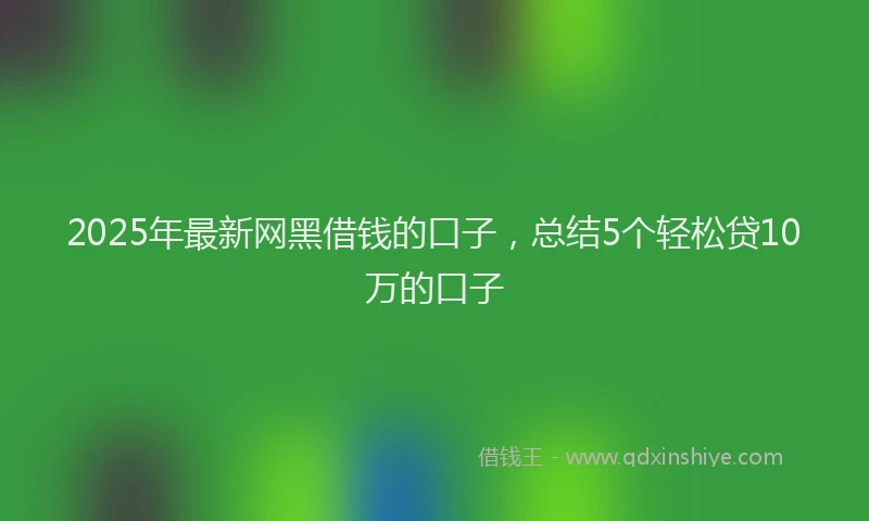 2025年最新网黑借钱的口子，总结5个轻松贷10万的口子
