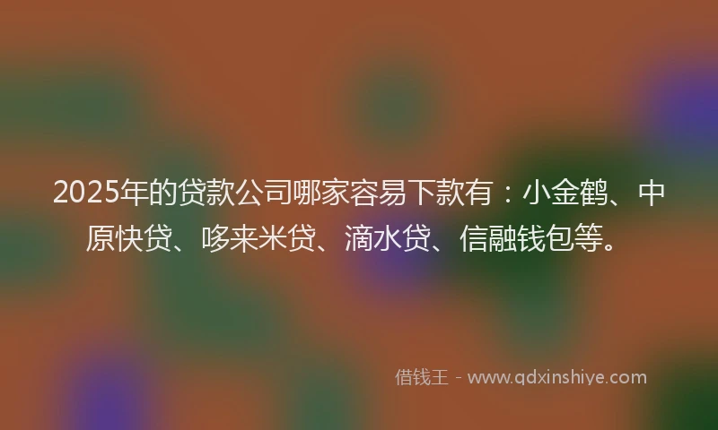 2025年的贷款公司哪家容易下款有：小金鹤、中原快贷、哆来米贷、滴水贷、信融钱包等。