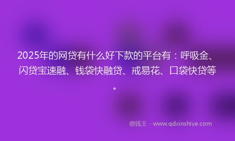 2025年的网贷有什么好下款的平台有：呼吸金、闪贷宝速融、钱袋快融贷、戒易花、口袋快贷等。