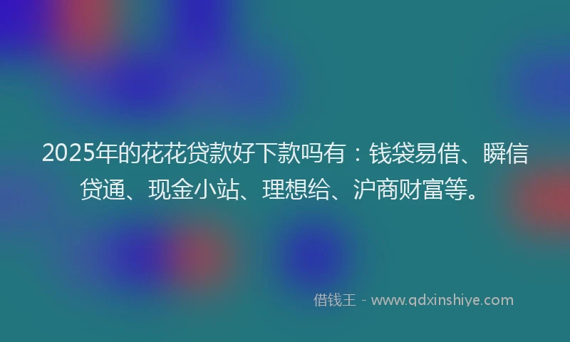 2025年的花花贷款好下款吗有：钱袋易借、瞬信贷通、现金小站、理想给、沪商财富等。