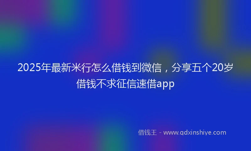 2025年最新米行怎么借钱到微信，分享五个20岁借钱不求征信速借app