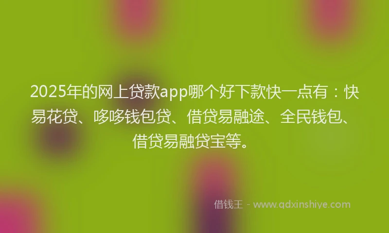 2025年的网上贷款app哪个好下款快一点有：快易花贷、哆哆钱包贷、借贷易融途、全民钱包、借贷易融贷宝等。