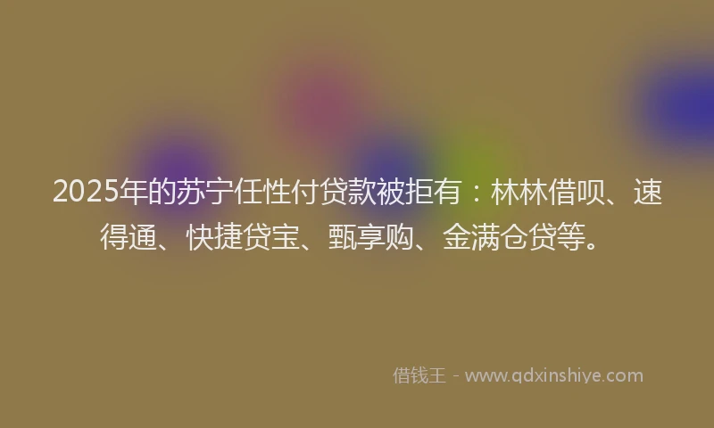2025年的苏宁任性付贷款被拒有：林林借呗、速得通、快捷贷宝、甄享购、金满仓贷等。