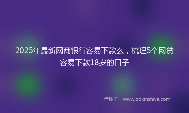 2025年最新网商银行容易下款么，梳理5个网贷容易下款18岁的口子
