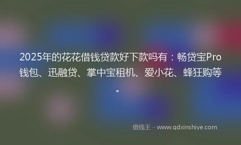 2025年的花花借钱贷款好下款吗有：畅贷宝Pro钱包、迅融贷、掌中宝租机、爱小花、蜂狂购等。