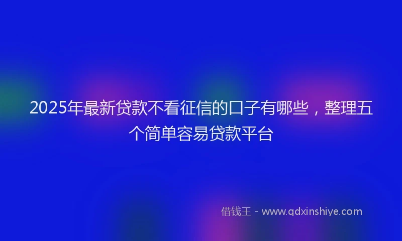 2025年最新贷款不看征信的口子有哪些，整理五个简单容易贷款平台