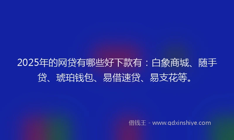 2025年的网贷有哪些好下款有：白象商城、随手贷、琥珀钱包、易借速贷、易支花等。