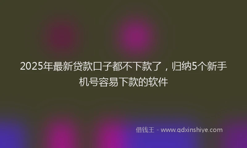 2025年最新贷款口子都不下款了，归纳5个新手机号容易下款的软件