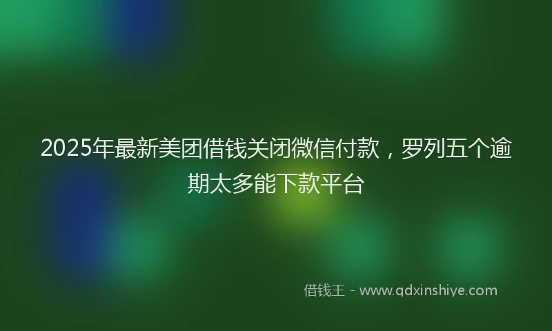 2025年最新美团借钱关闭微信付款，罗列五个逾期太多能下款平台