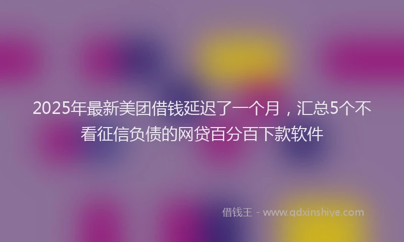 2025年最新美团借钱延迟了一个月，汇总5个不看征信负债的网贷百分百下款软件