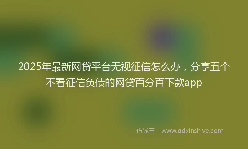 2025年最新网贷平台无视征信怎么办，分享五个不看征信负债的网贷百分百下款app