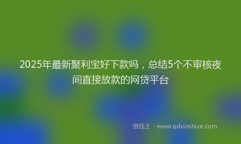 2025年最新聚利宝好下款吗，总结5个不审核夜间直接放款的网贷平台