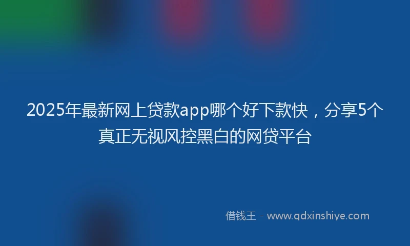 2025年最新网上贷款app哪个好下款快，分享5个真正无视风控黑白的网贷平台