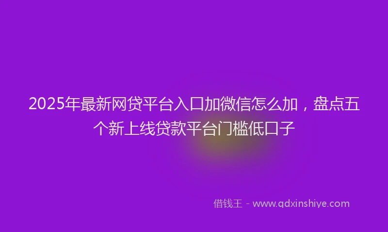 2025年最新网贷平台入口加微信怎么加，盘点五个新上线贷款平台门槛低口子
