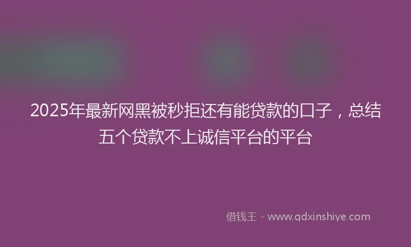 2025年最新网黑被秒拒还有能贷款的口子，总结五个贷款不上诚信平台的平台