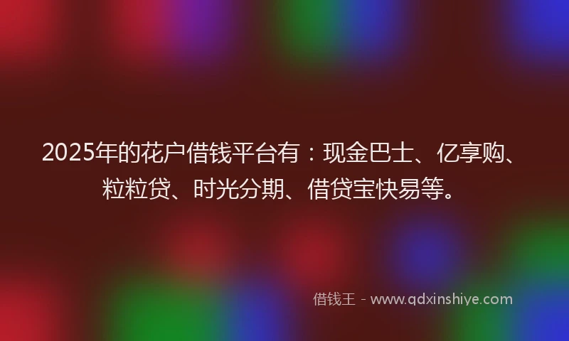 2025年的花户借钱平台有：现金巴士、亿享购、粒粒贷、时光分期、借贷宝快易等。