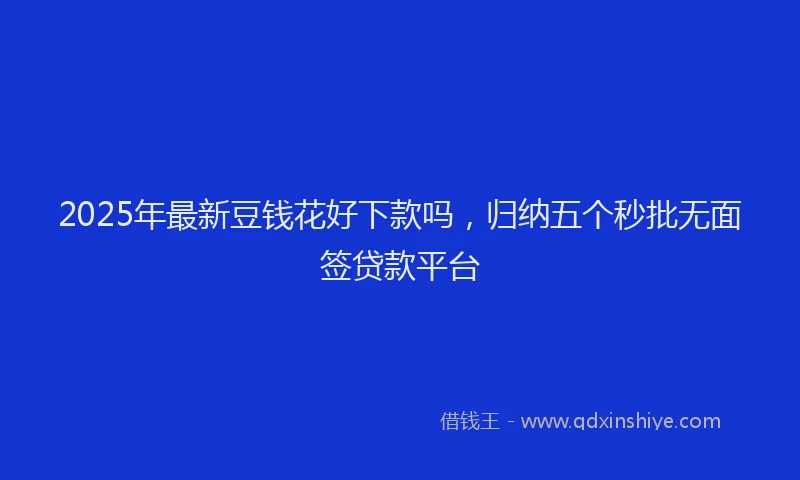 2025年最新豆钱花好下款吗，归纳五个秒批无面签贷款平台