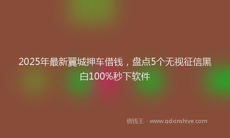 2025年最新翼城押车借钱，盘点5个无视征信黑白100%秒下软件
