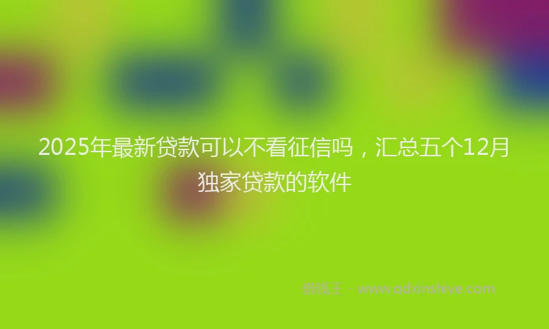 2025年最新贷款可以不看征信吗，汇总五个12月独家贷款的软件