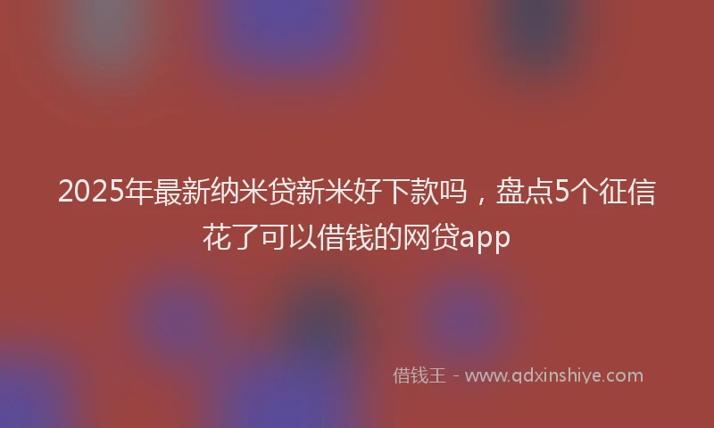 2025年最新纳米贷新米好下款吗，盘点5个征信花了可以借钱的网贷app
