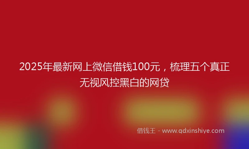 2025年最新网上微信借钱100元，梳理五个真正无视风控黑白的网贷