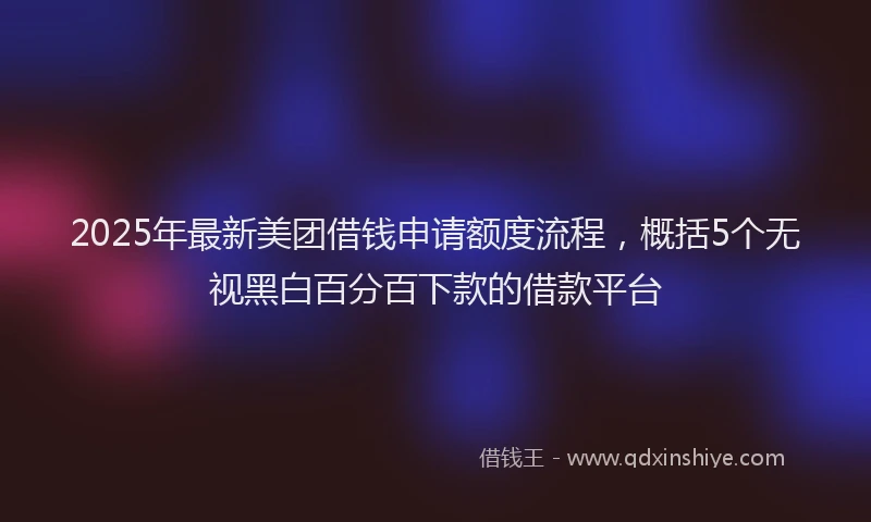2025年最新美团借钱申请额度流程，概括5个无视黑白百分百下款的借款平台