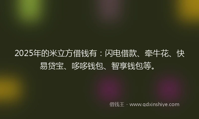 2025年的米立方借钱有：闪电借款、牵牛花、快易贷宝、哆哆钱包、智享钱包等。
