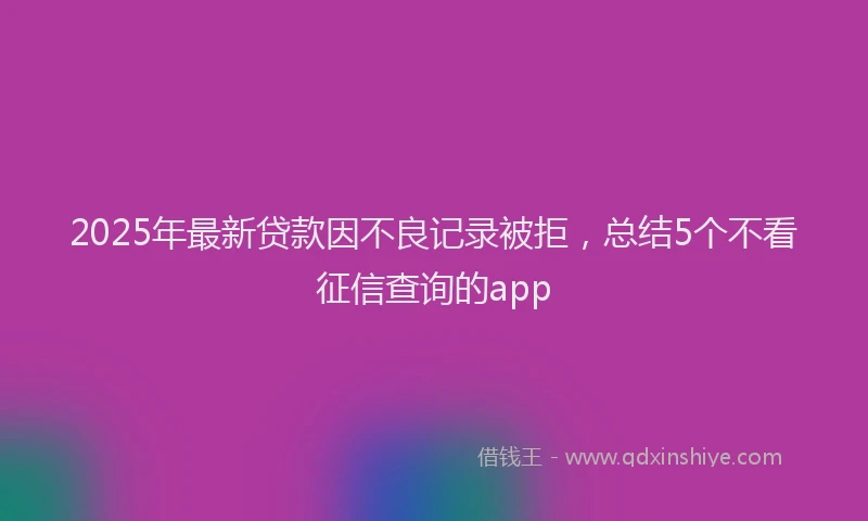 2025年最新贷款因不良记录被拒，总结5个不看征信查询的app